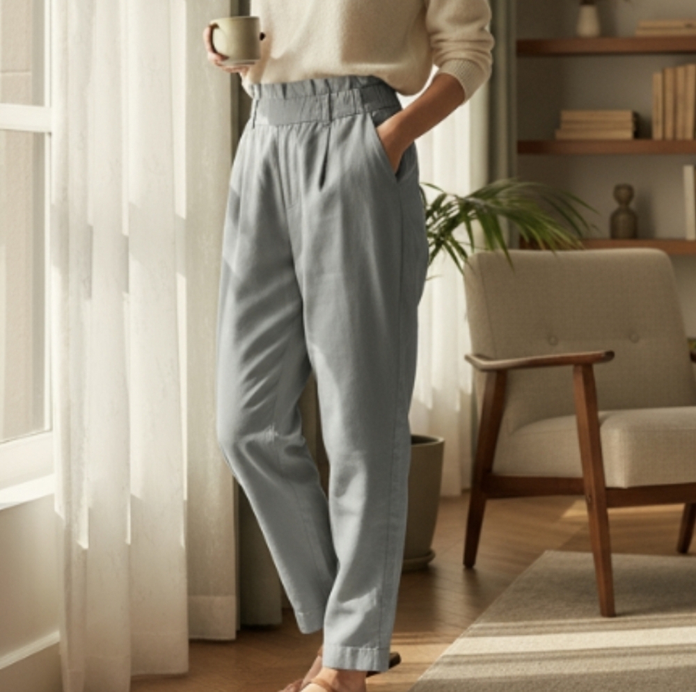 ZARA TRF Collection Paperbag High Waist Trousers Pants S Sage Green